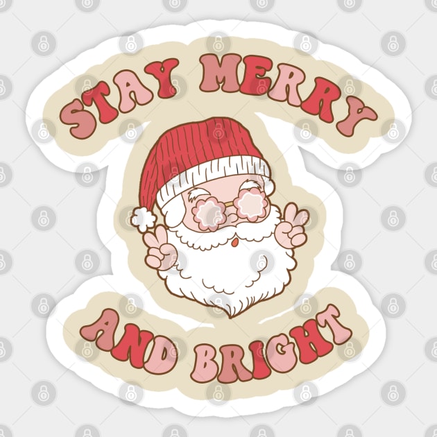 Retro Christmas Santa Stay Merry and Bright Sticker by Nova Studio Designs